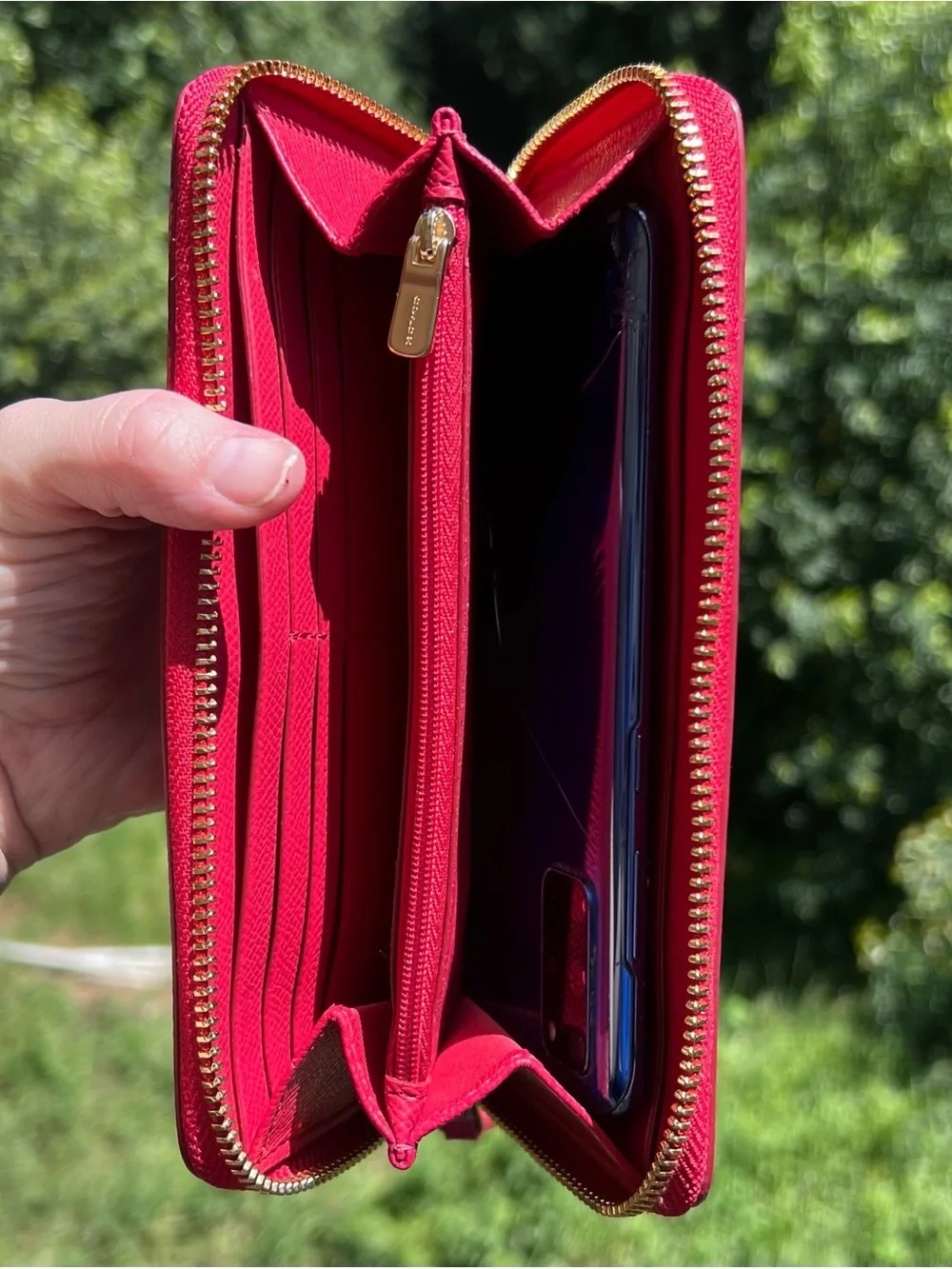 COACH Red Leather Wallet w Gold Hardware AUTHENTIC